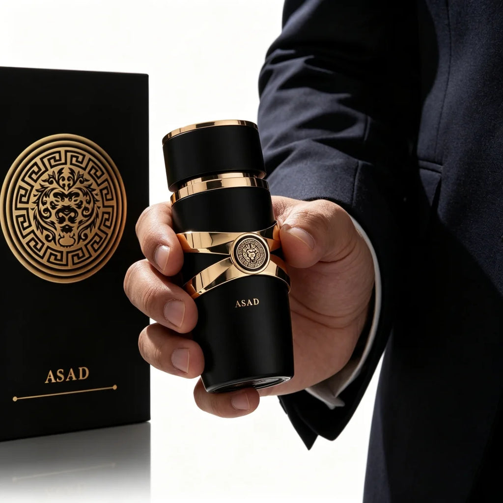 Perfume Árabe Asad Unissex Spray (100 ml) – Madeira Seca, Benzoin e Ladanum | Fragrância Luxuosa