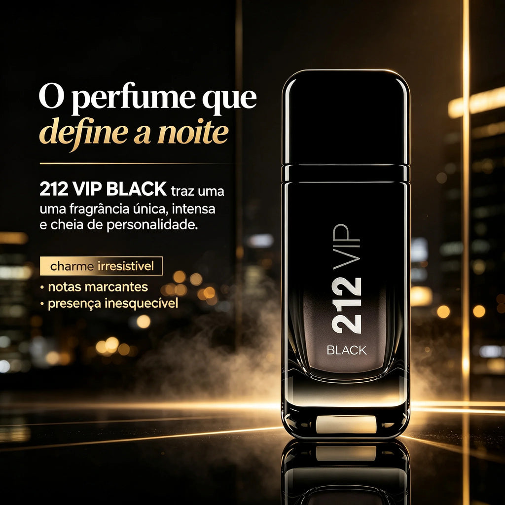 Perfume 212 VIP Black EDP Masculino (100 ml) – Fragrância Oriental Picante | Alta Fixação para Festas e Eventos Noturnos