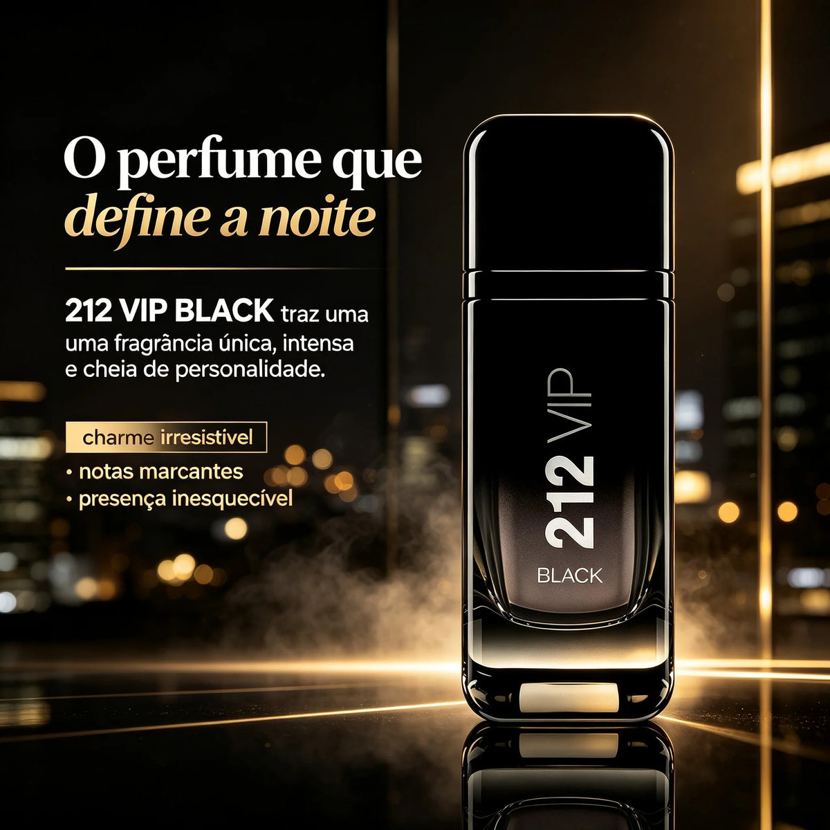 Perfume 212 VIP Black EDP Masculino (100 ml) – Fragrância Oriental Picante | Alta Fixação para Festas e Eventos Noturnos